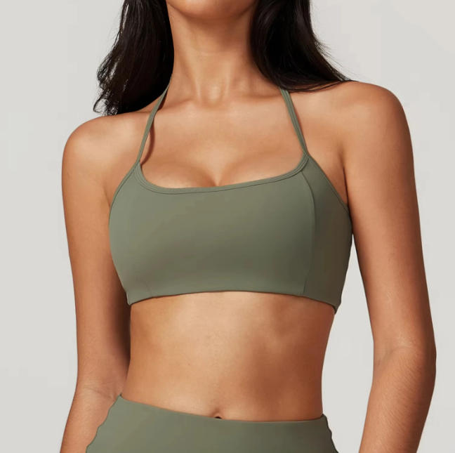 Hanging Neck Bra Fitness Sports Bra For Women Cross Back Shock Absorbent