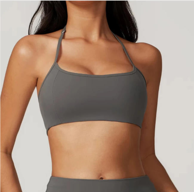 Hanging Neck Bra Fitness Sports Bra For Women Cross Back Shock Absorbent