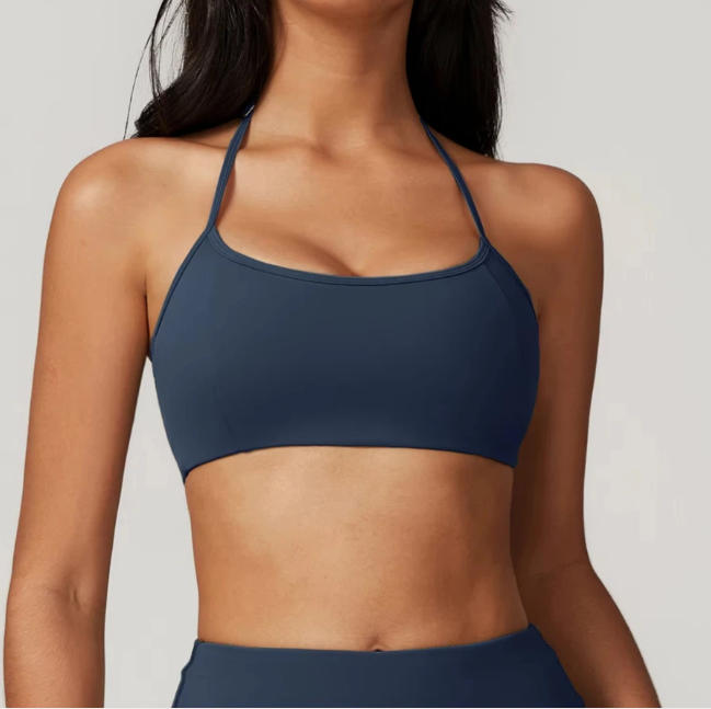 Hanging Neck Bra Fitness Sports Bra For Women Cross Back Shock Absorbent