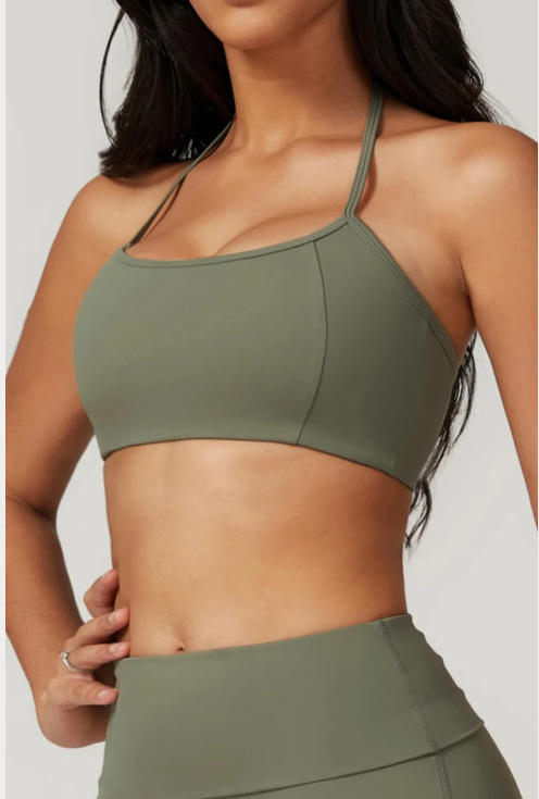 Hanging Neck Bra Fitness Sports Bra For Women Cross Back Shock Absorbent
