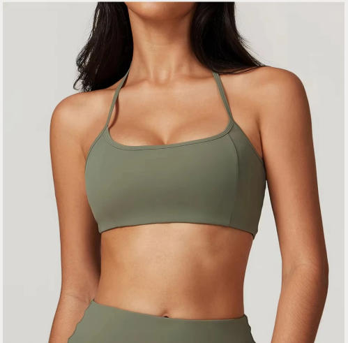 Hanging Neck Bra Fitness Sports Bra For Women Cross Back Shock Absorbent