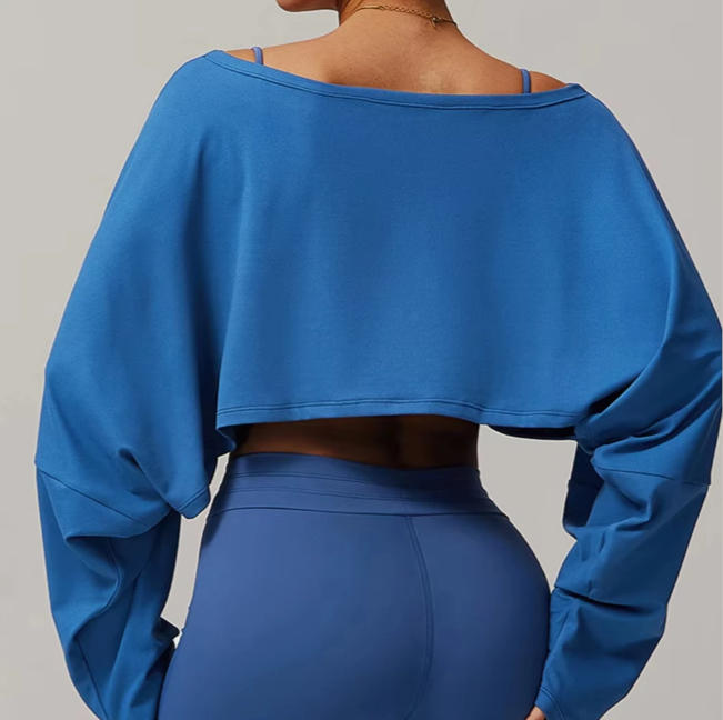 Running Fitness Sports Long Sleeved Top Women's One Shoulder Batwing Sleeve