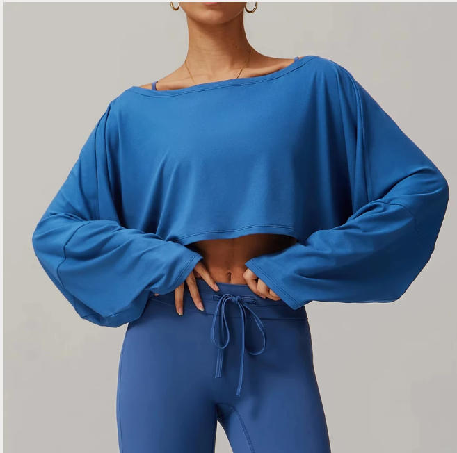 Running Fitness Sports Long Sleeved Top Women's One Shoulder Batwing Sleeve
