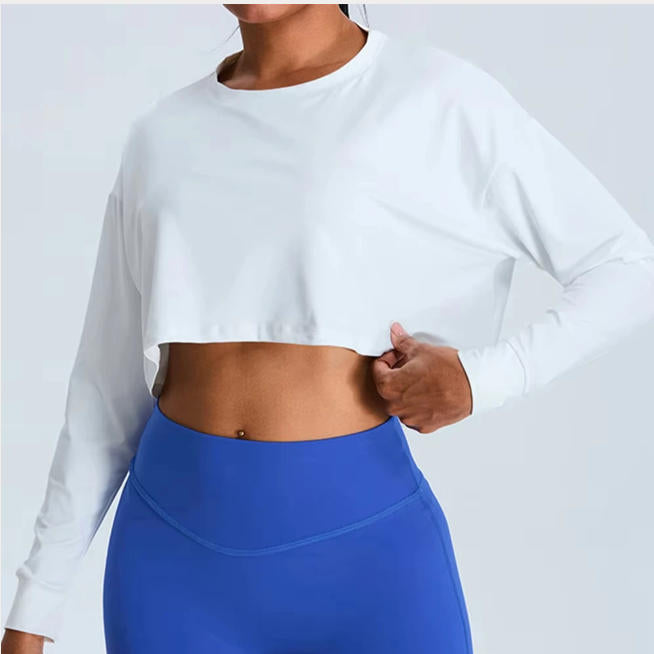 Women Loose Yoga Long Sleeved Fitness Top Loose Casual Sports T-shirt