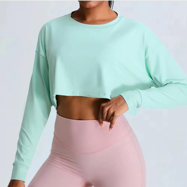 Women Loose Yoga Long Sleeved Fitness Top Loose Casual Sports T-shirt