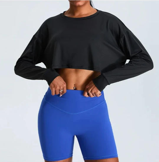 Women Loose Yoga Long Sleeved Fitness Top Loose Casual Sports T-shirt