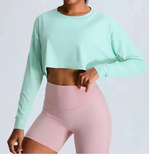 Women Loose Yoga Long Sleeved Fitness Top Loose Casual Sports T-shirt