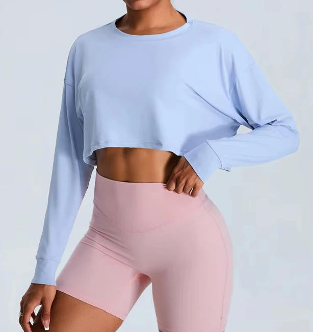 Women Loose Yoga Long Sleeved Fitness Top Loose Casual Sports T-shirt