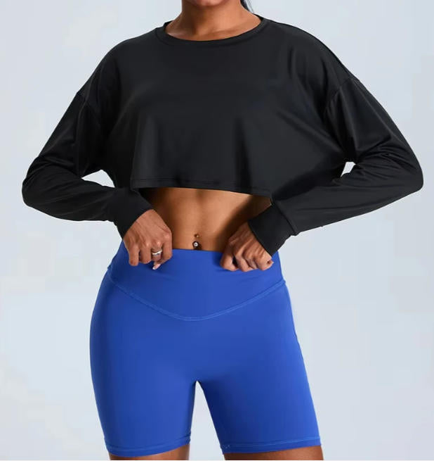 Women Loose Yoga Long Sleeved Fitness Top Loose Casual Sports T-shirt