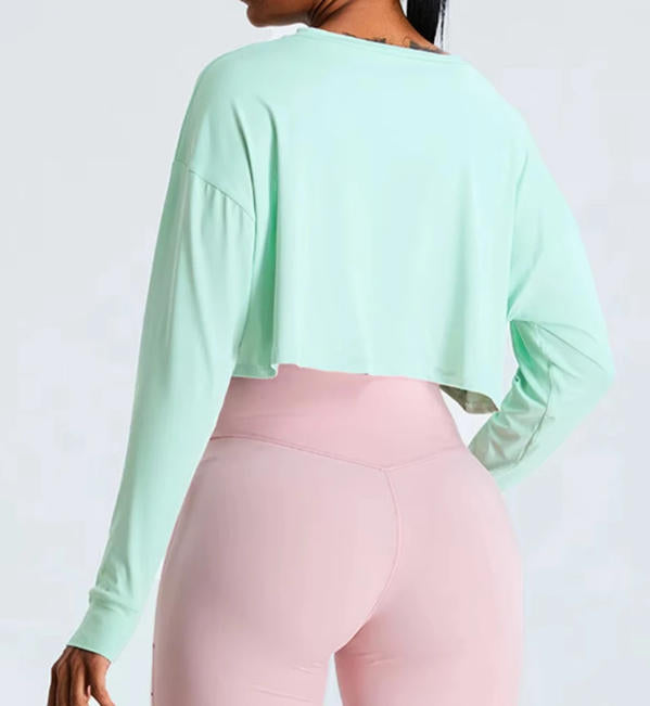 Women Loose Yoga Long Sleeved Fitness Top Loose Casual Sports T-shirt