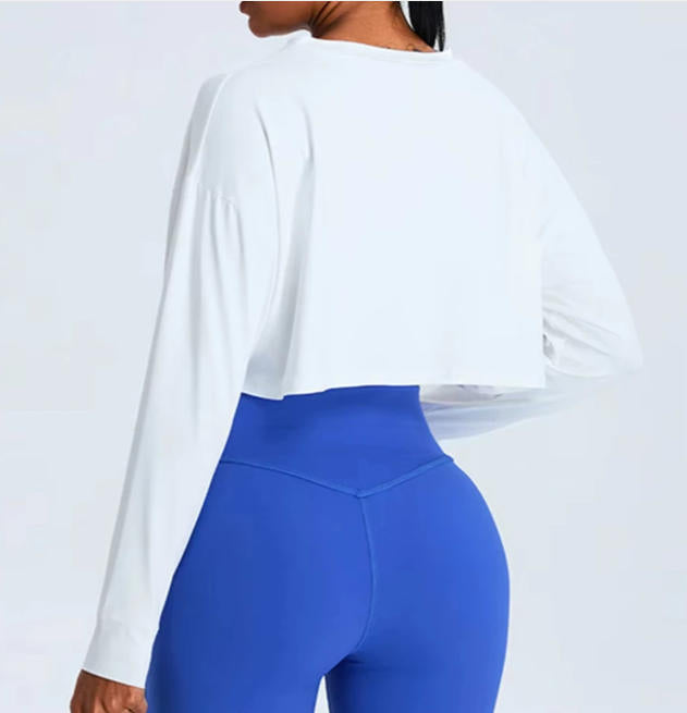 Women Loose Yoga Long Sleeved Fitness Top Loose Casual Sports T-shirt
