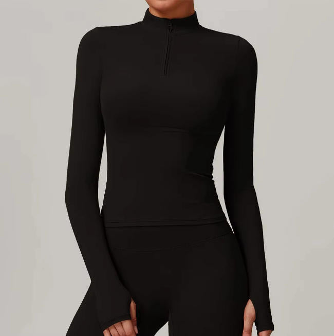 Zipper Long Sleeve Yoga Shirts Sport Top Fitness Yoga Top