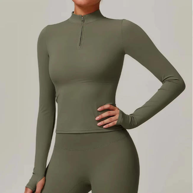 Zipper Long Sleeve Yoga Shirts Sport Top Fitness Yoga Top