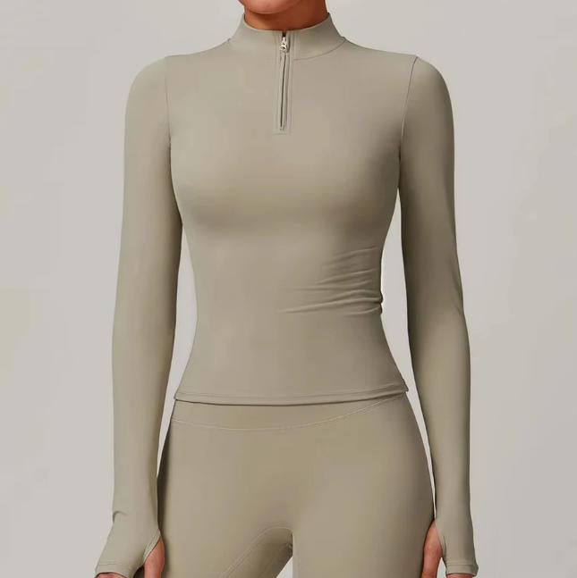Zipper Long Sleeve Yoga Shirts Sport Top Fitness Yoga Top