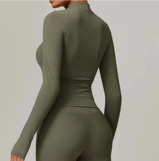 Zipper Long Sleeve Yoga Shirts Sport Top Fitness Yoga Top