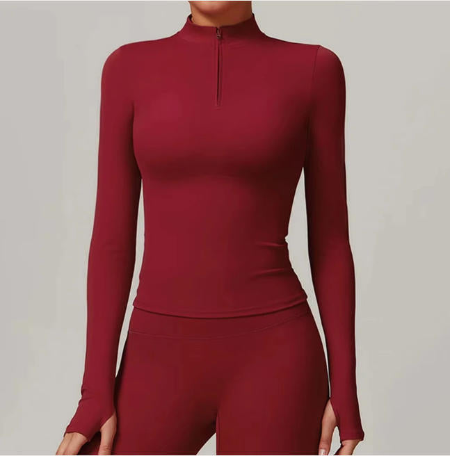 Zipper Long Sleeve Yoga Shirts Sport Top Fitness Yoga Top