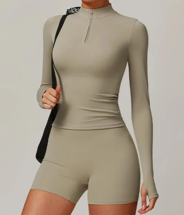 Zipper Long Sleeve Yoga Shirts Sport Top Fitness Yoga Top
