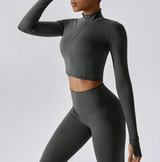 Women's Long Sleeve Top Zipper Jacket Yoga Shirts Running T-Shirt