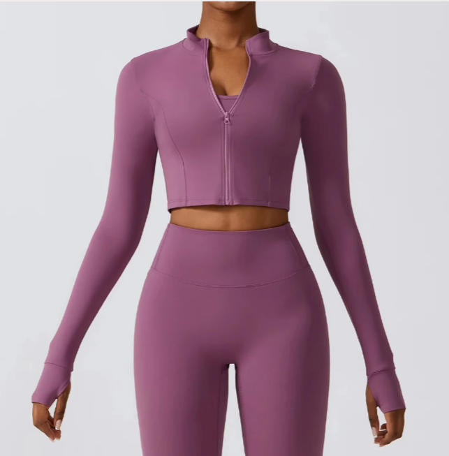 Women's Long Sleeve Top Zipper Jacket Yoga Shirts Running T-Shirt