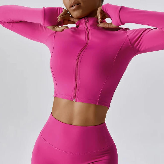 Women's Long Sleeve Top Zipper Jacket Yoga Shirts Running T-Shirt