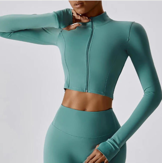 Women's Long Sleeve Top Zipper Jacket Yoga Shirts Running T-Shirt
