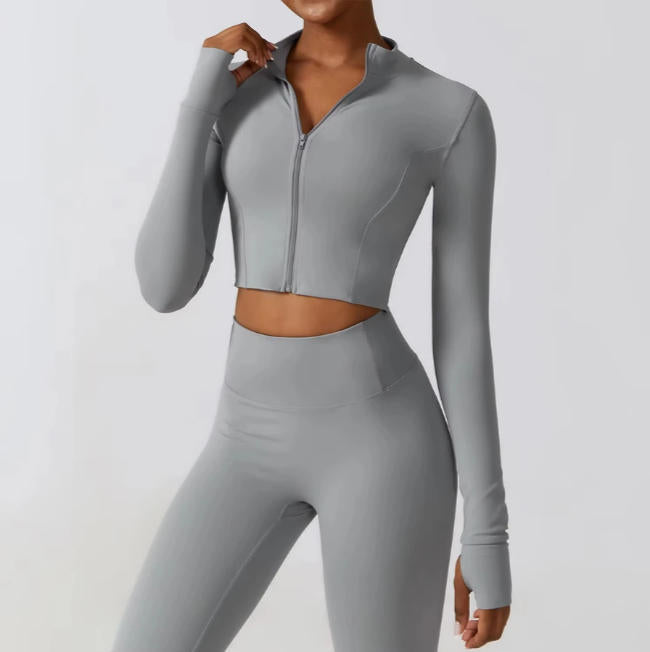 Women's Long Sleeve Top Zipper Jacket Yoga Shirts Running T-Shirt