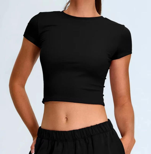 Yoga Top Sport T Shirts Women Fitness Clothes Workout Short Sleeve Crop Top