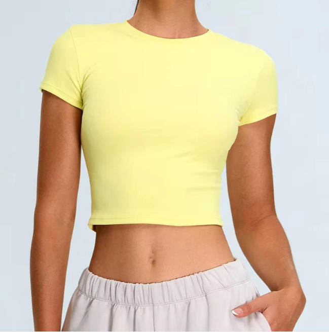 Yoga Top Sport T Shirts Women Fitness Clothes Workout Short Sleeve Crop Top