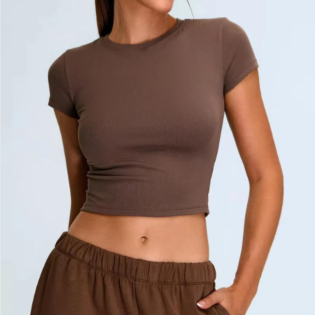 Yoga Top Sport T Shirts Women Fitness Clothes Workout Short Sleeve Crop Top