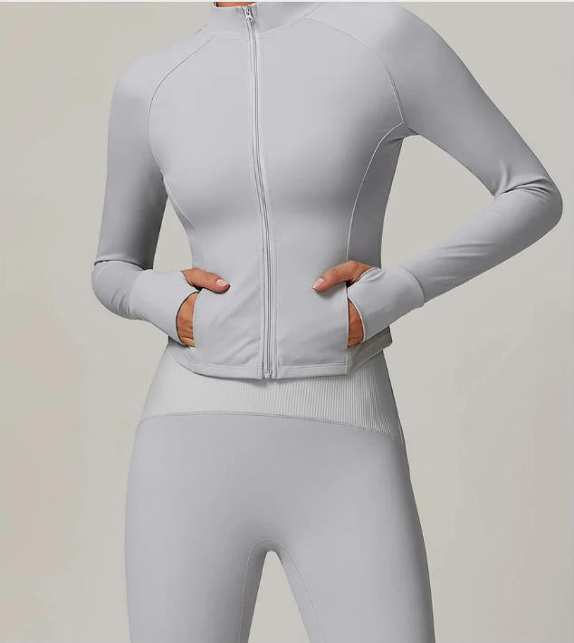 Women's Jacket Slim Fit Long Sleeved Tracksuit New Fitness Coat