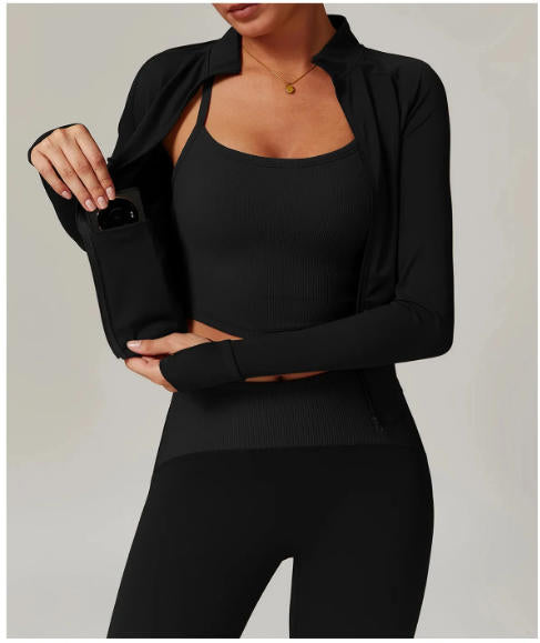 Women's Jacket Slim Fit Long Sleeved Tracksuit New Fitness Coat