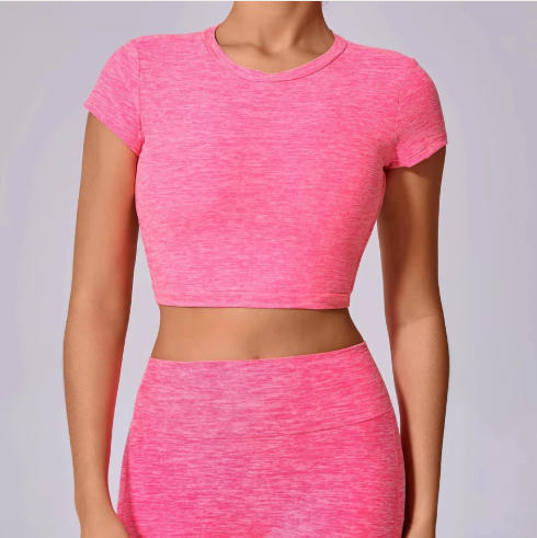 Hollow Beauty Back Crop Top Short Sleeve Workout Yoga Shirt