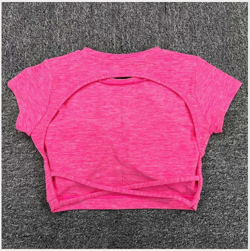 Hollow Beauty Back Crop Top Short Sleeve Workout Yoga Shirt