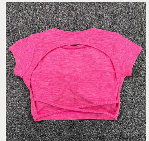 Hollow Beauty Back Crop Top Short Sleeve Workout Yoga Shirt