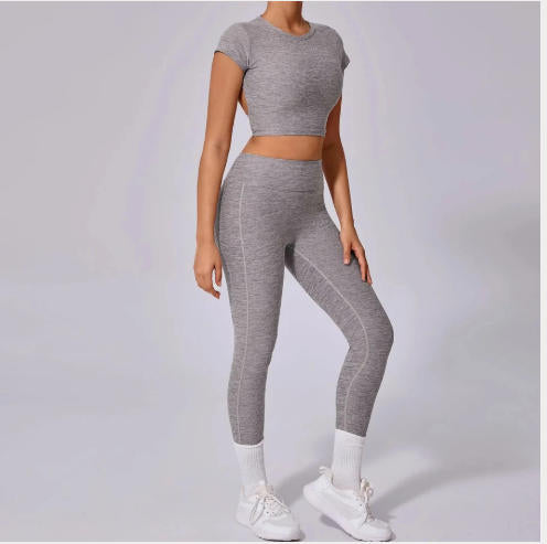 Hollow Beauty Back Crop Top Short Sleeve Workout Yoga Shirt