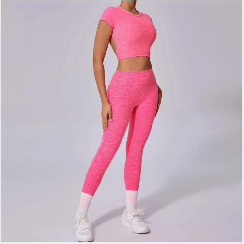 Hollow Beauty Back Crop Top Short Sleeve Workout Yoga Shirt
