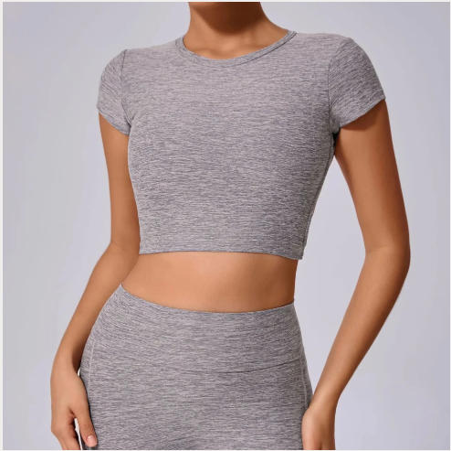 Hollow Beauty Back Crop Top Short Sleeve Workout Yoga Shirt