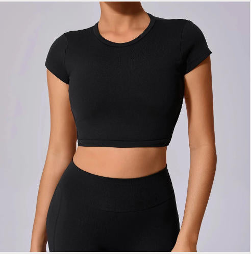 Hollow Beauty Back Crop Top Short Sleeve Workout Yoga Shirt