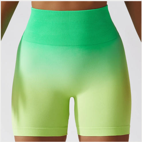 Seamless Yoga Shorts Gradient Color Shorts Women Fitness Elastic Scrunch Push Up Sports