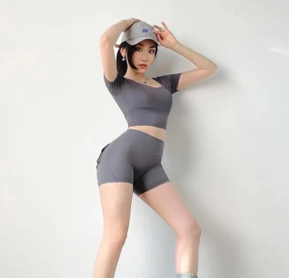 Summer Sports Shorts Pockets Women Gym Leggings Women Scrunch Butt Workout Shorts
