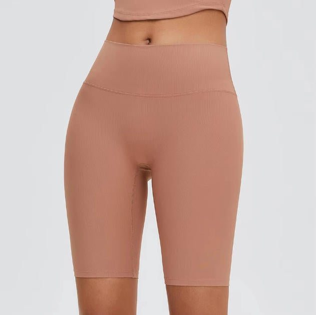 High Waist Yoga Shorts Women Sports Shorts Ribbed Gym Workout Shorts