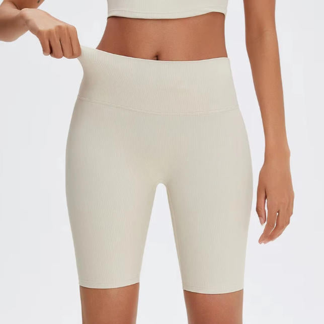 High Waist Yoga Shorts Women Sports Shorts Ribbed Gym Workout Shorts