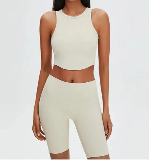 High Waist Yoga Shorts Women Sports Shorts Ribbed Gym Workout Shorts