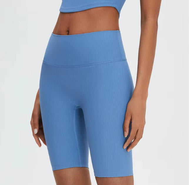 High Waist Yoga Shorts Women Sports Shorts Ribbed Gym Workout Shorts