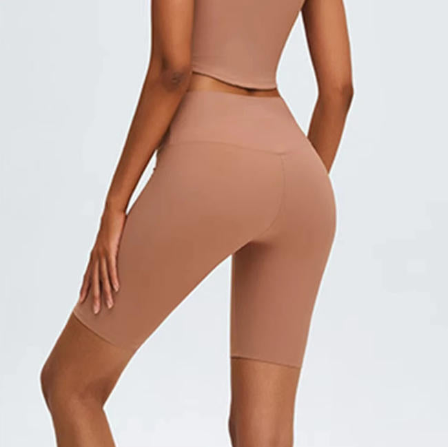 High Waist Yoga Shorts Women Sports Shorts Ribbed Gym Workout Shorts