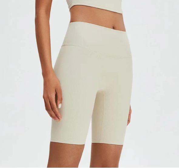 High Waist Yoga Shorts Women Sports Shorts Ribbed Gym Workout Shorts