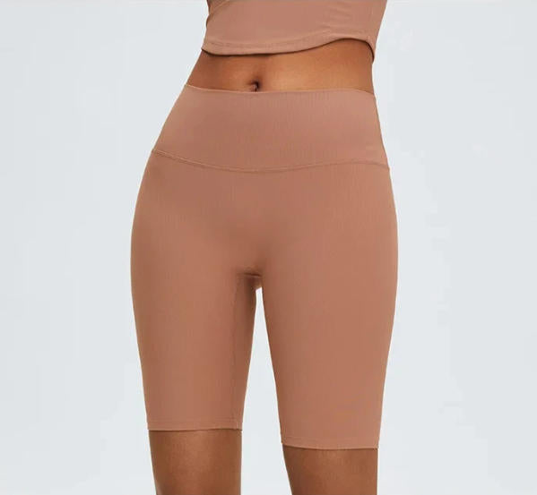 High Waist Yoga Shorts Women Sports Shorts Ribbed Gym Workout Shorts